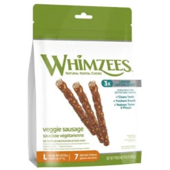Whimzees Vegetarian Dental Chews For Dogs -Pet Supplies Discount Shop whimzees veggie sausage dog treats large 7ct 58